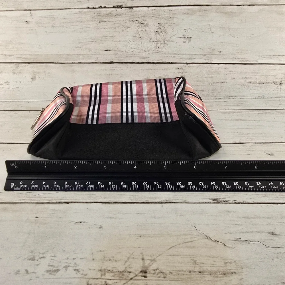 Lancome Cosmetic Bag 3pc Pink Plaid Snakeskin Giraffe Faux Fur Makeup Pouches